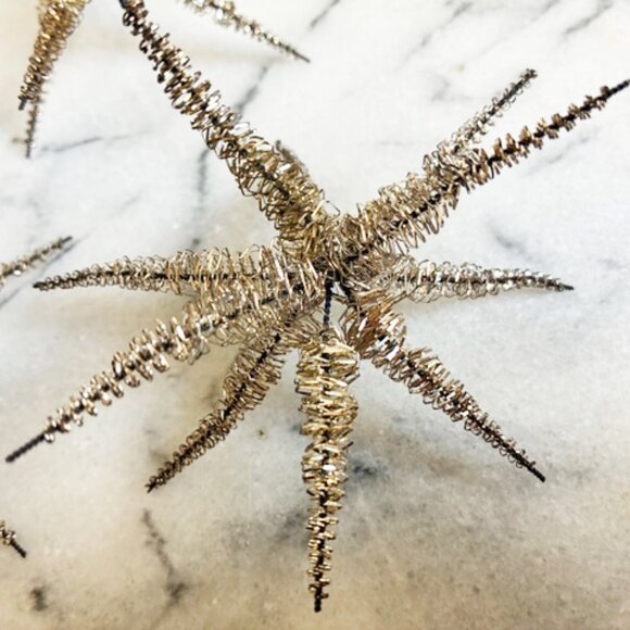 Vintage Set of 3 Coil Tinsel Wire Wrap Star Silver Christmas Ornament Vintage 3D - Picture 5 of 7